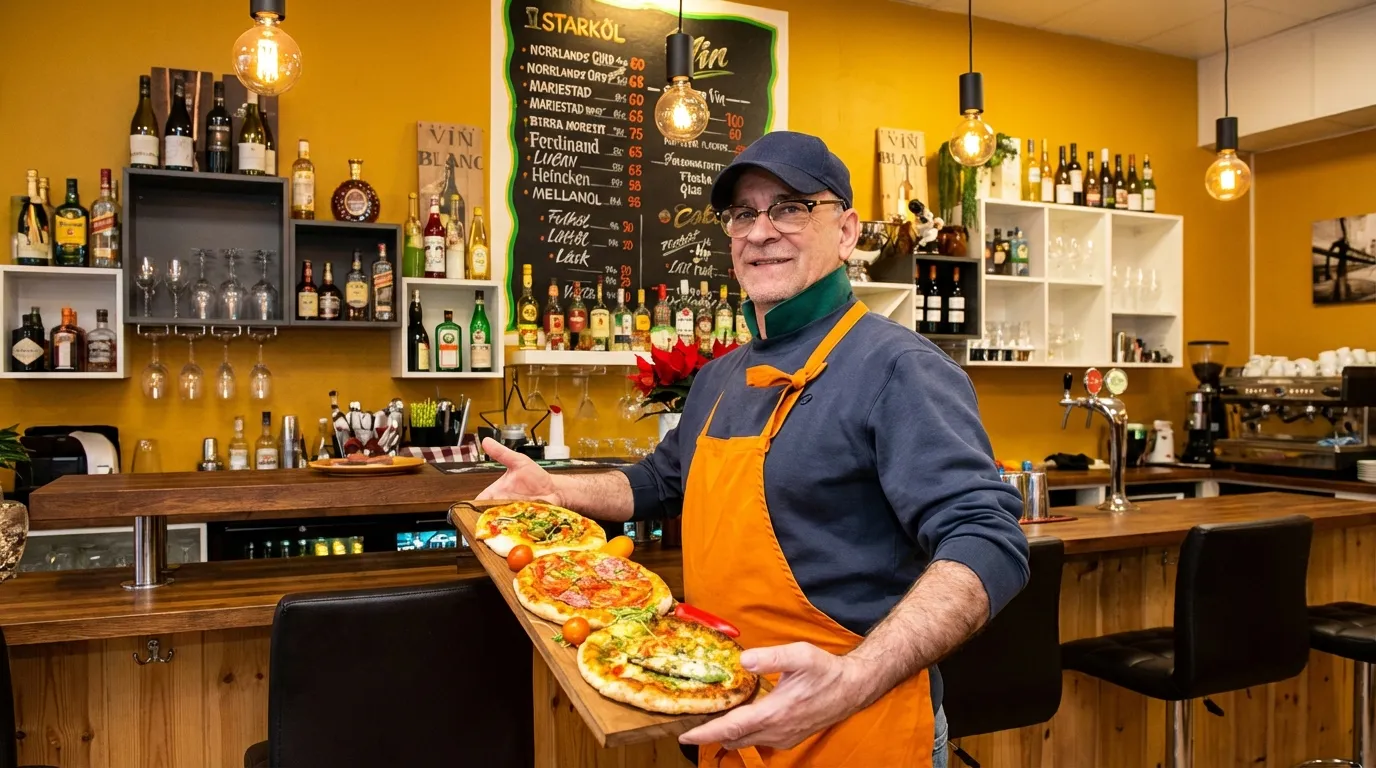 The pizzaiolo at the stone oven baking Neapolitan pizza the traditional way